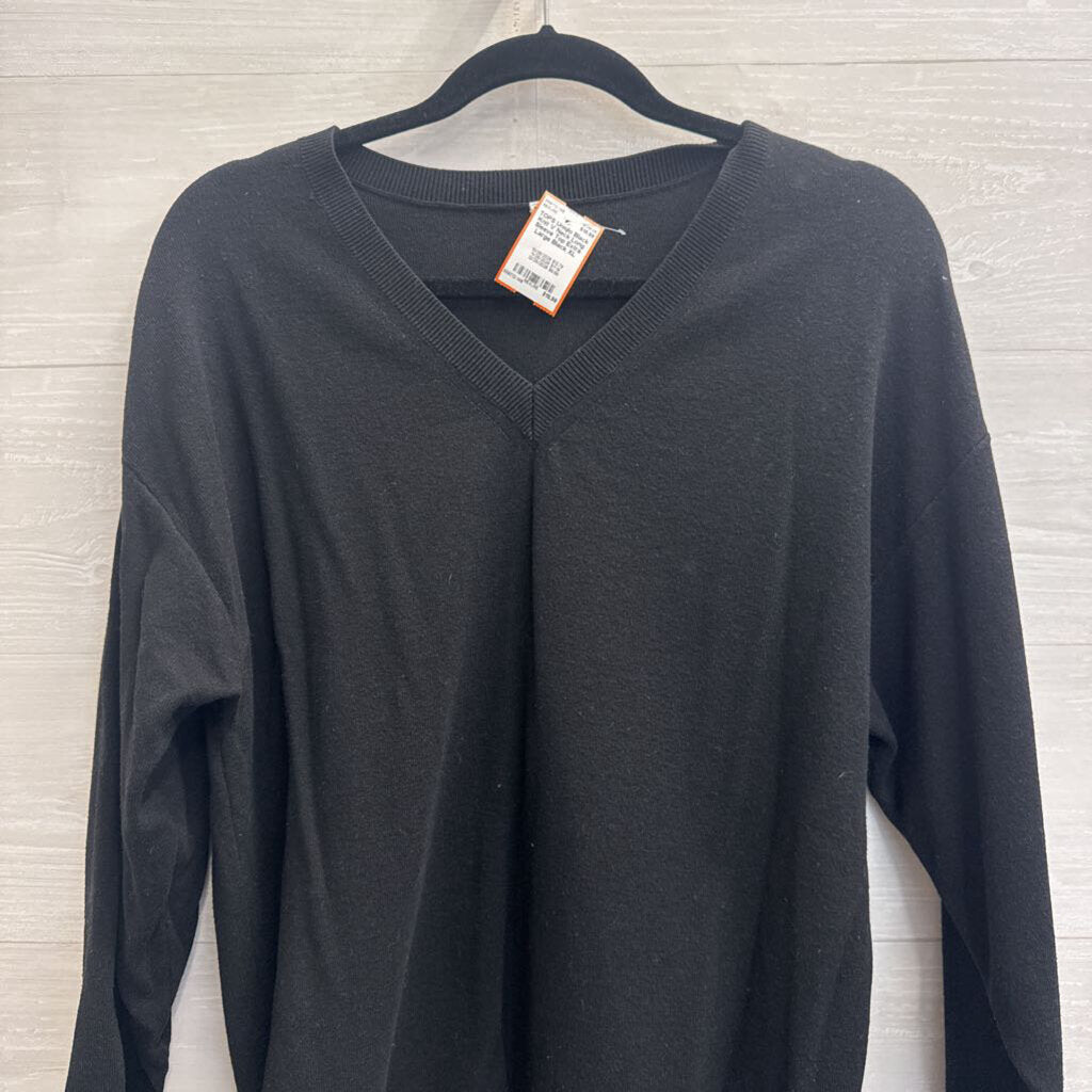 Black Knit V Neck Long Sleeve Top Extra Large
