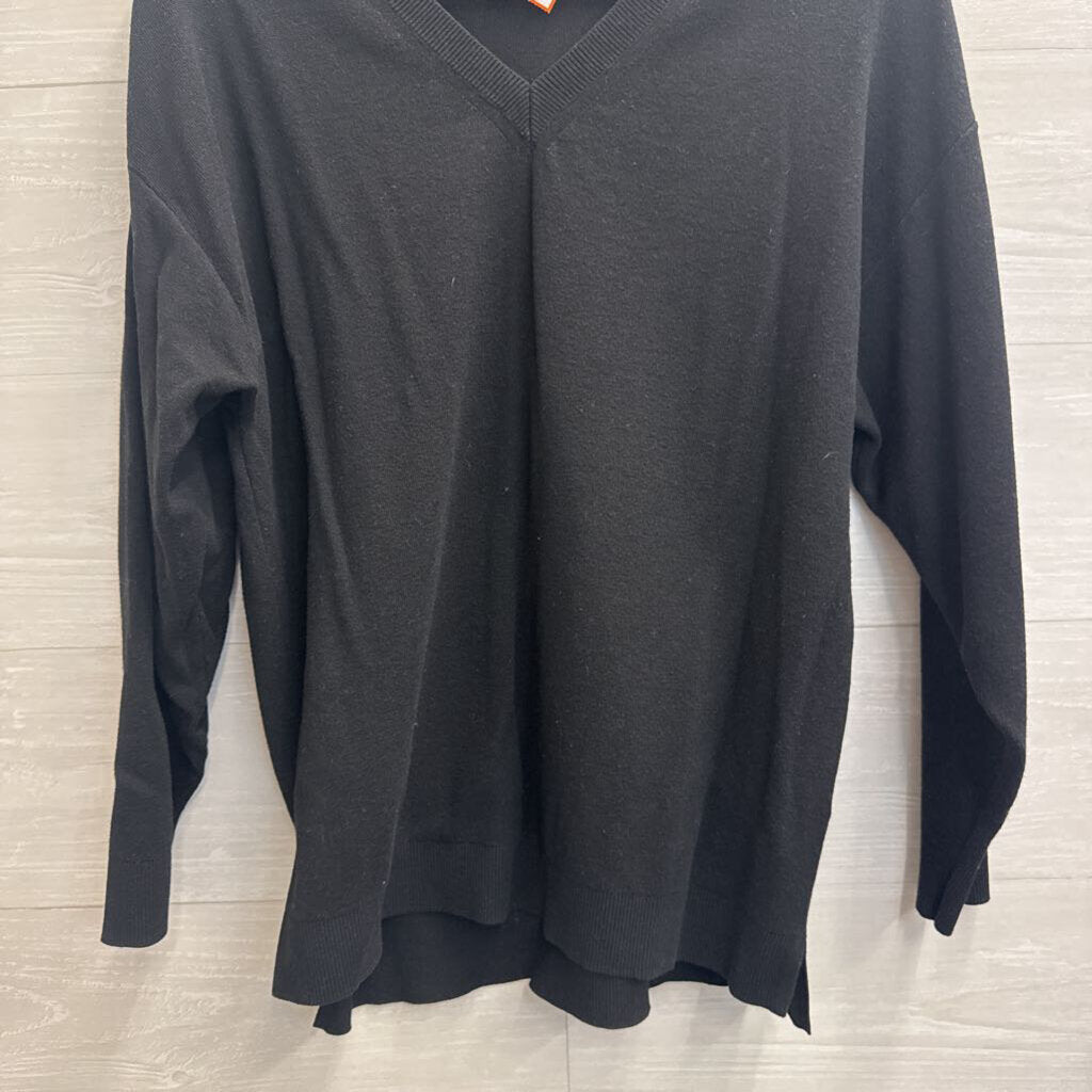 Black Knit V Neck Long Sleeve Top Extra Large