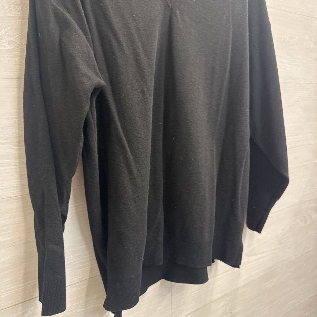 Black Knit V Neck Long Sleeve Top Extra Large