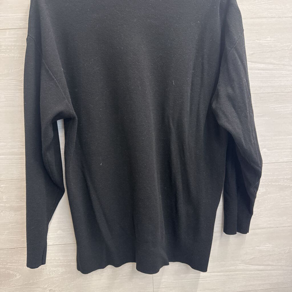 Black Knit V Neck Long Sleeve Top Extra Large
