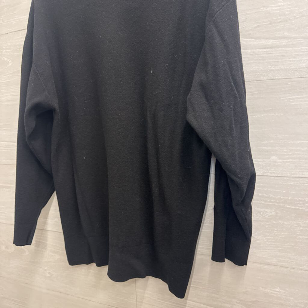 Black Knit V Neck Long Sleeve Top Extra Large