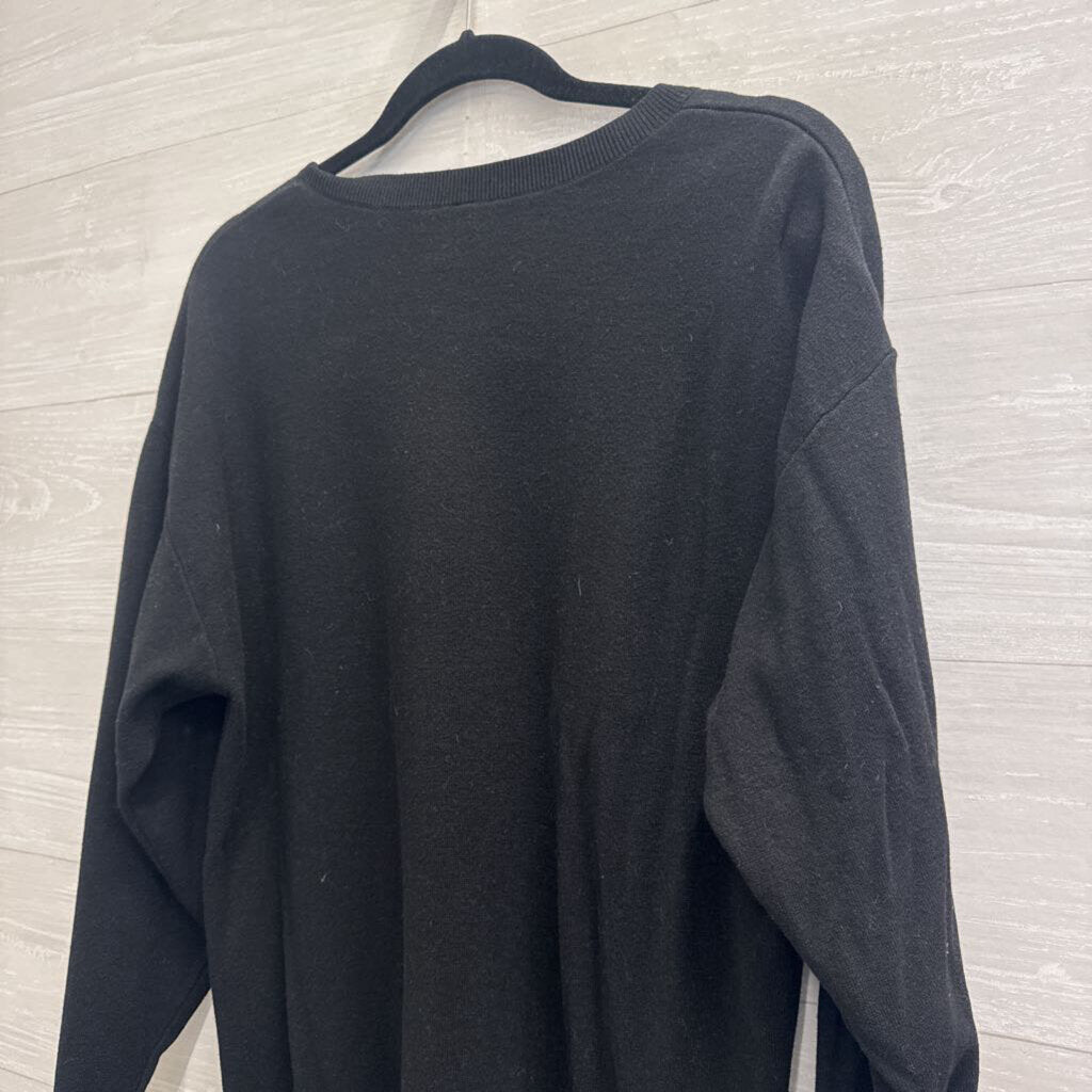 Black Knit V Neck Long Sleeve Top Extra Large
