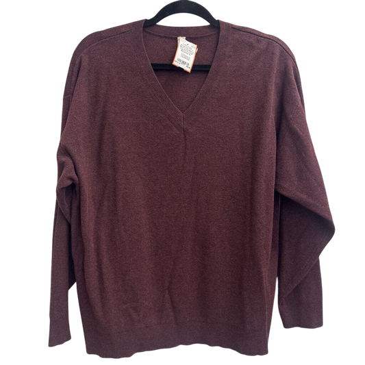 Burgundy Knit V Neck Long Sleeve Top Extra Large