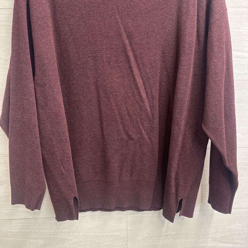 Burgundy Knit V Neck Long Sleeve Top Extra Large