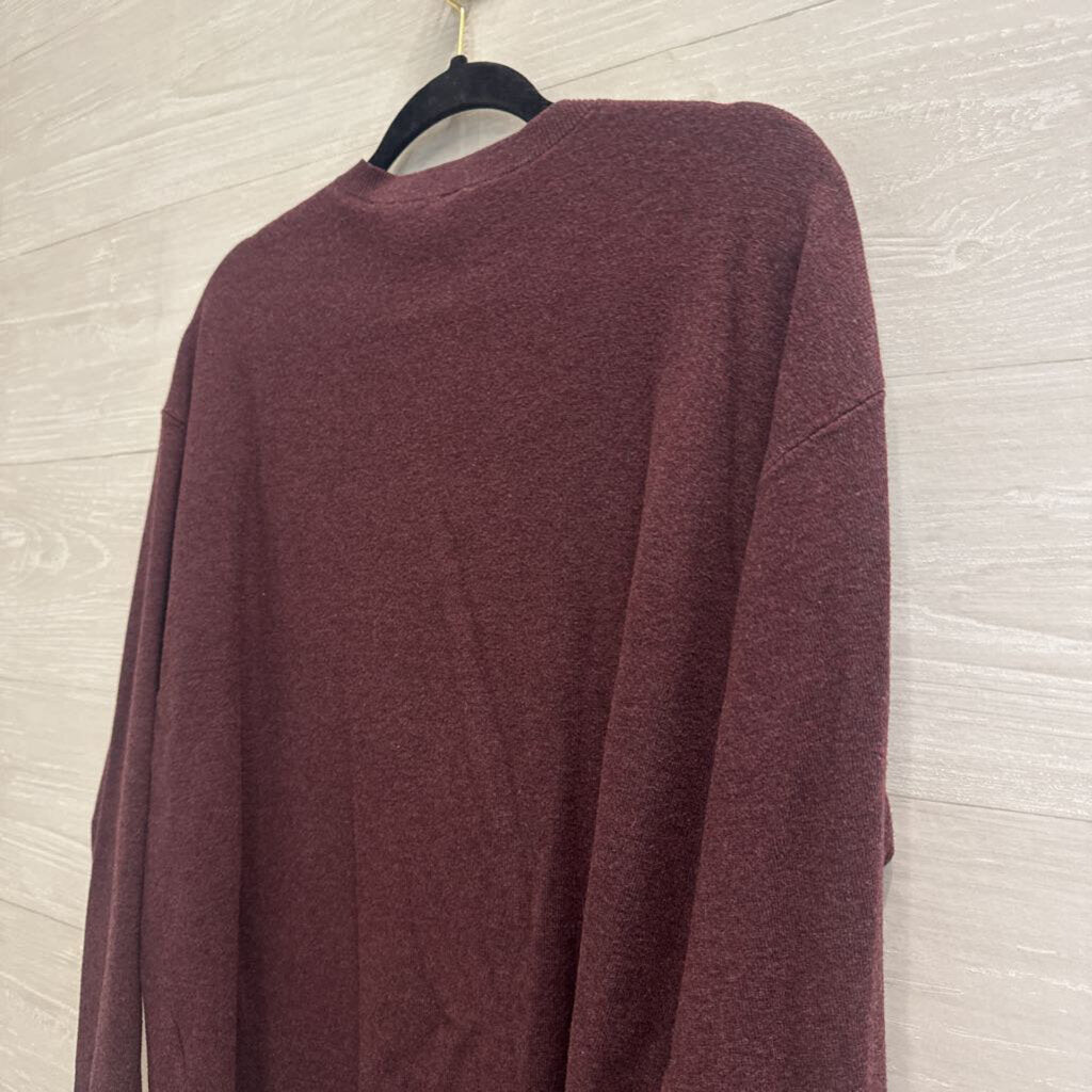 Burgundy Knit V Neck Long Sleeve Top Extra Large