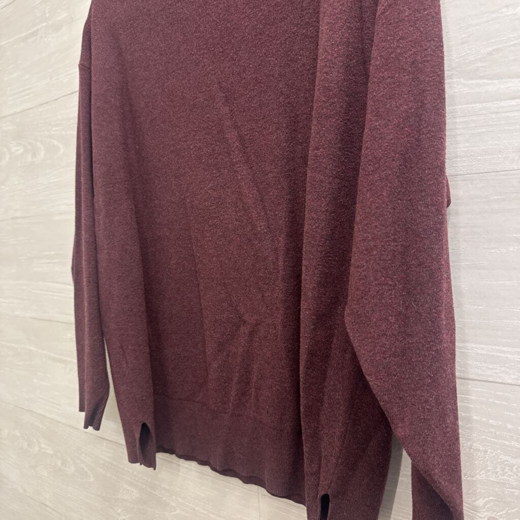 Burgundy Knit V Neck Long Sleeve Top Extra Large