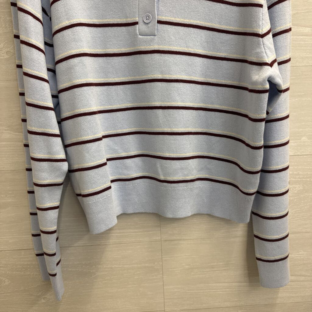 Blue/ Brown Striped Knit Long Sleeve Top Large