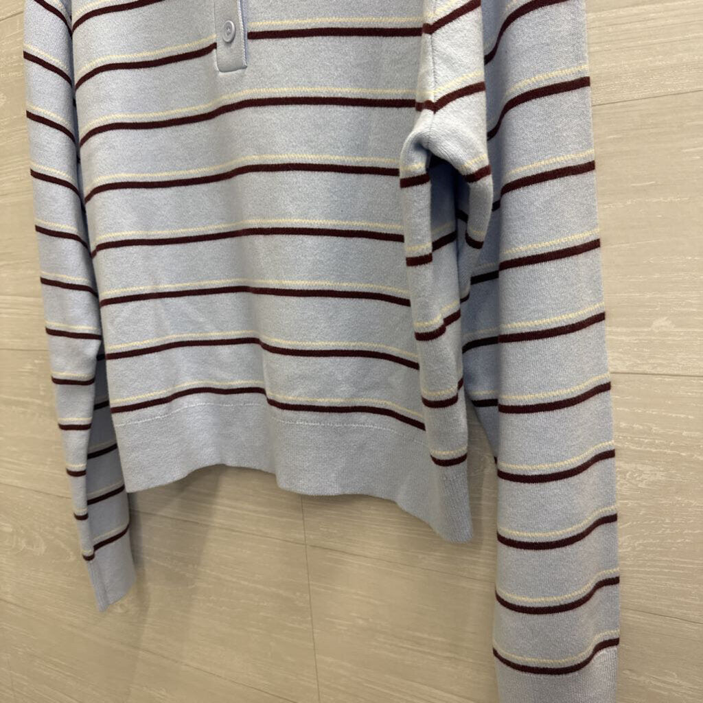 Blue/ Brown Striped Knit Long Sleeve Top Large