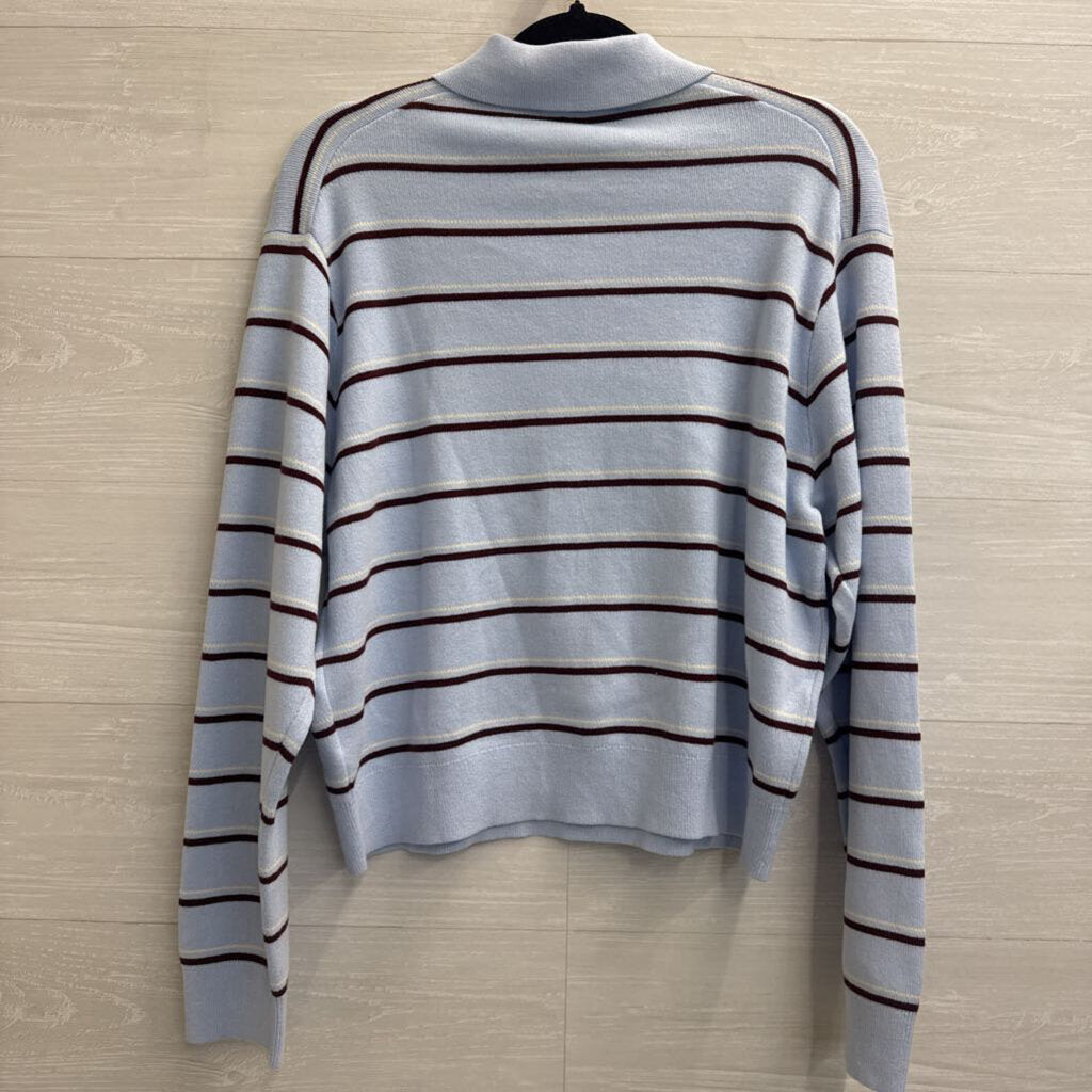 Blue/ Brown Striped Knit Long Sleeve Top Large