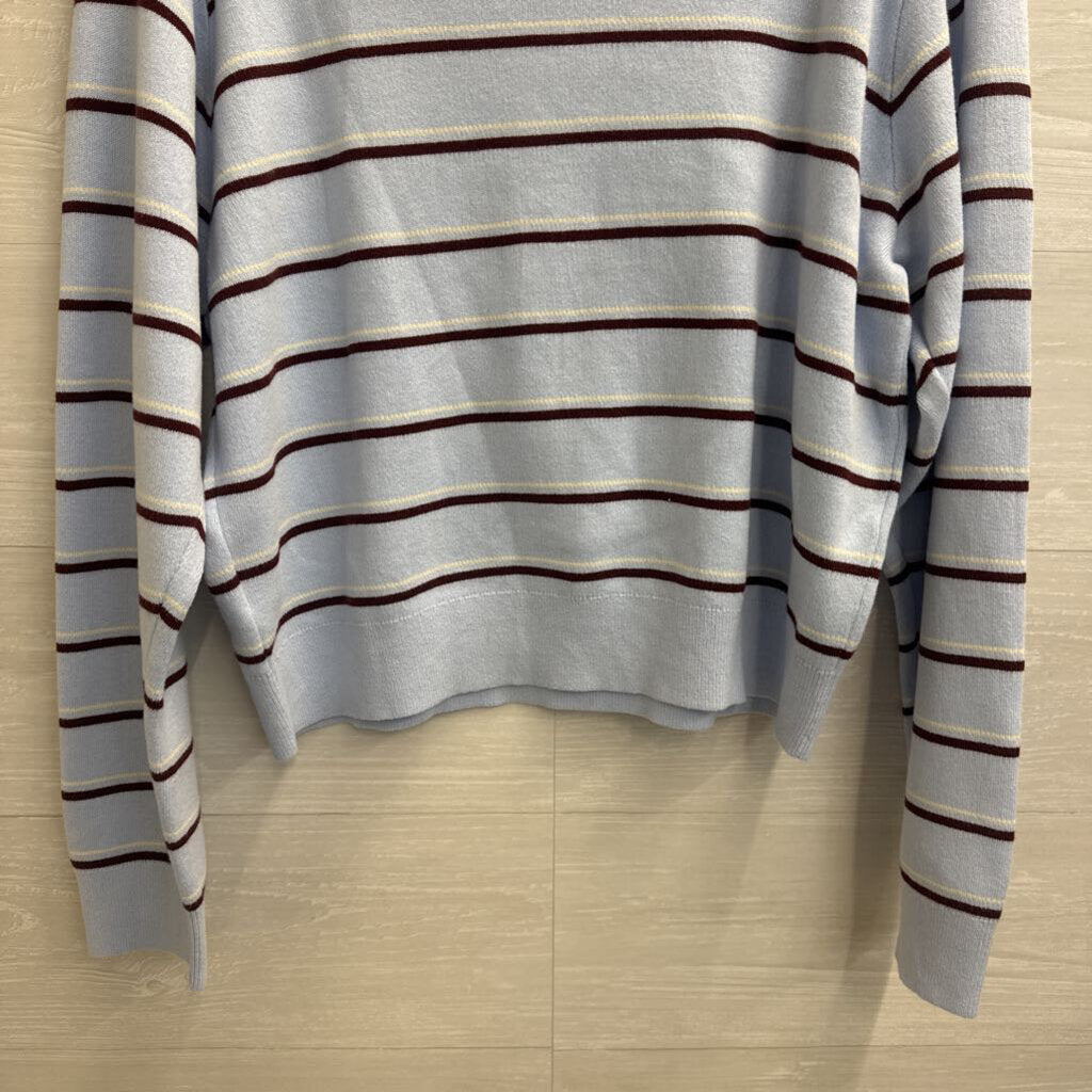 Blue/ Brown Striped Knit Long Sleeve Top Large