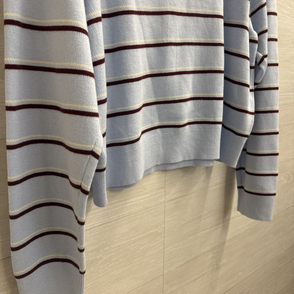 Blue/ Brown Striped Knit Long Sleeve Top Large