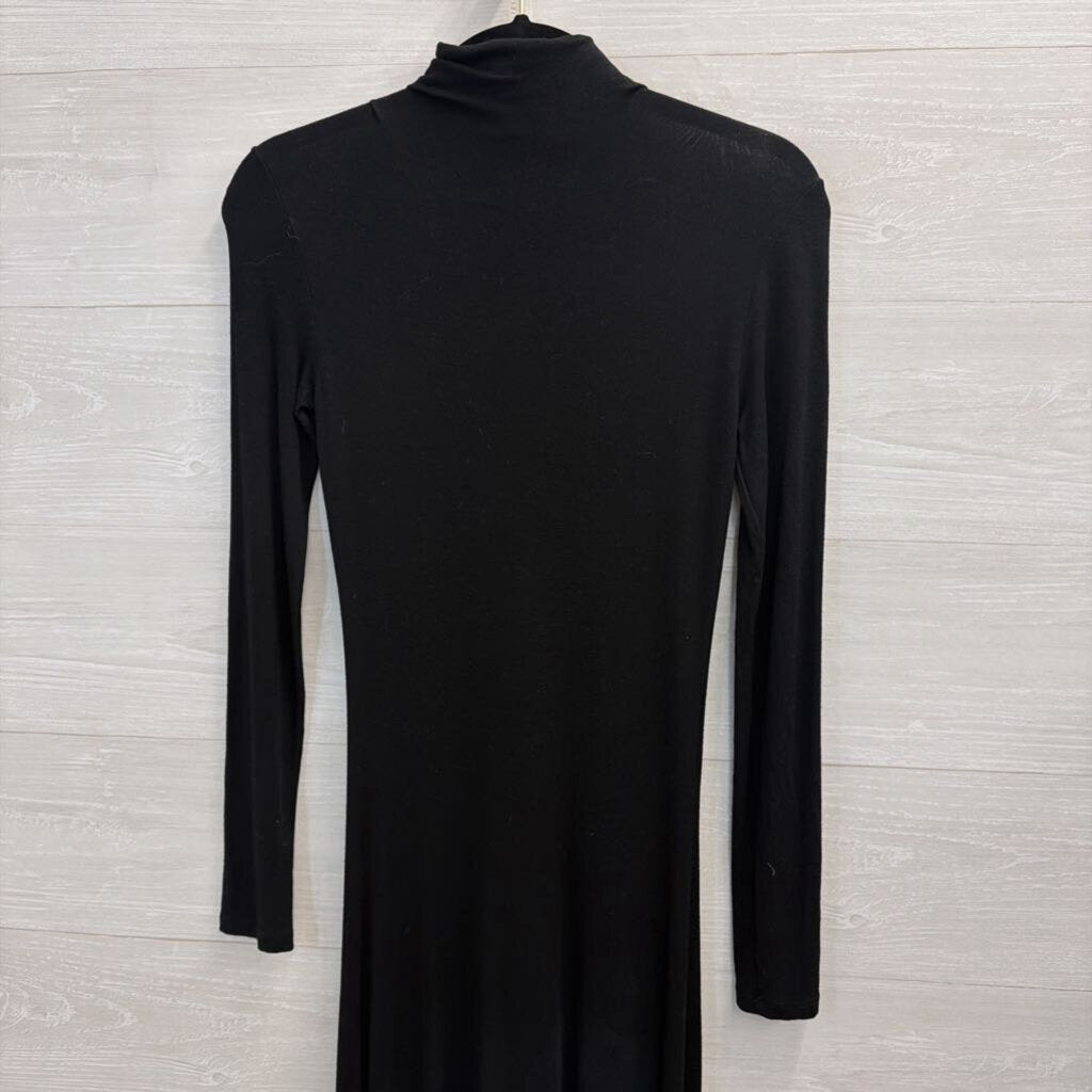 Isabel De Pedro Black Sword Print Long Sleeve Mock Neck Maxi Dress 4
