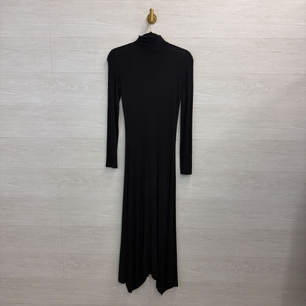 Isabel De Pedro Black Sword Print Long Sleeve Mock Neck Maxi Dress 4