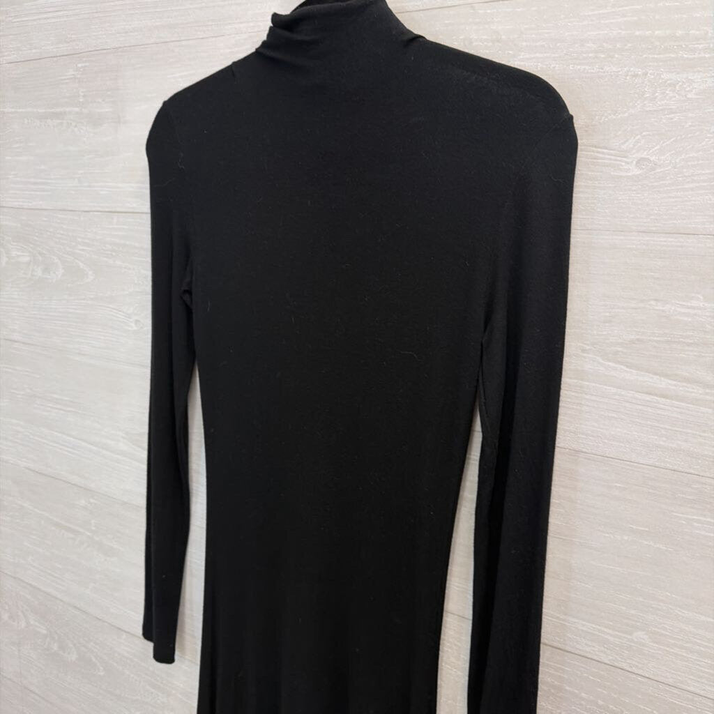 Isabel De Pedro Black Sword Print Long Sleeve Mock Neck Maxi Dress 4
