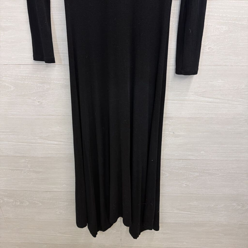 Isabel De Pedro Black Sword Print Long Sleeve Mock Neck Maxi Dress 4