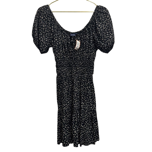Gap Black/ White Floral Print Short Puff Sleeve Dress Small
