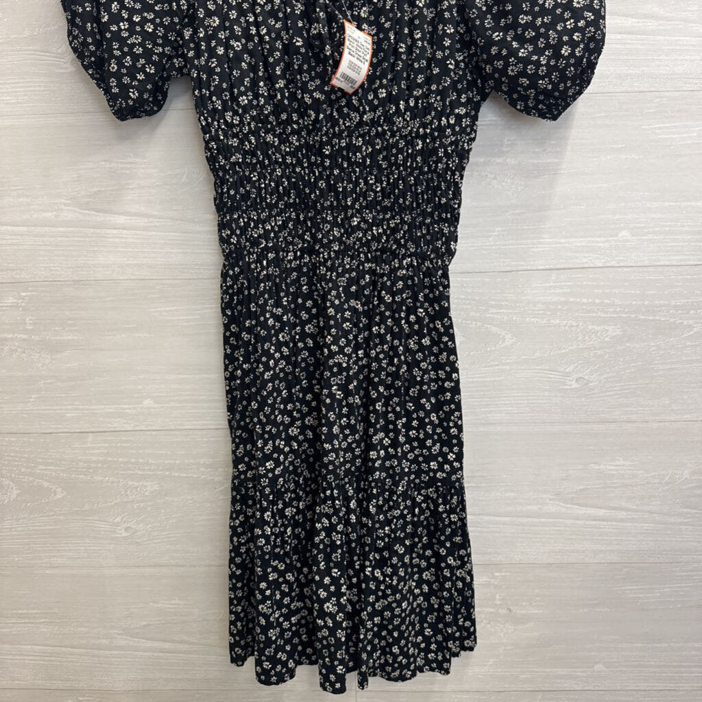 Gap Black/ White Floral Print Short Puff Sleeve Dress Small