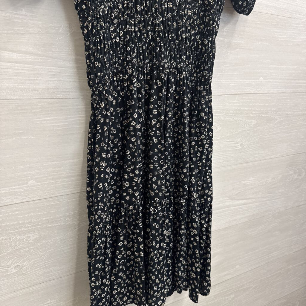 Gap Black/ White Floral Print Short Puff Sleeve Dress Small