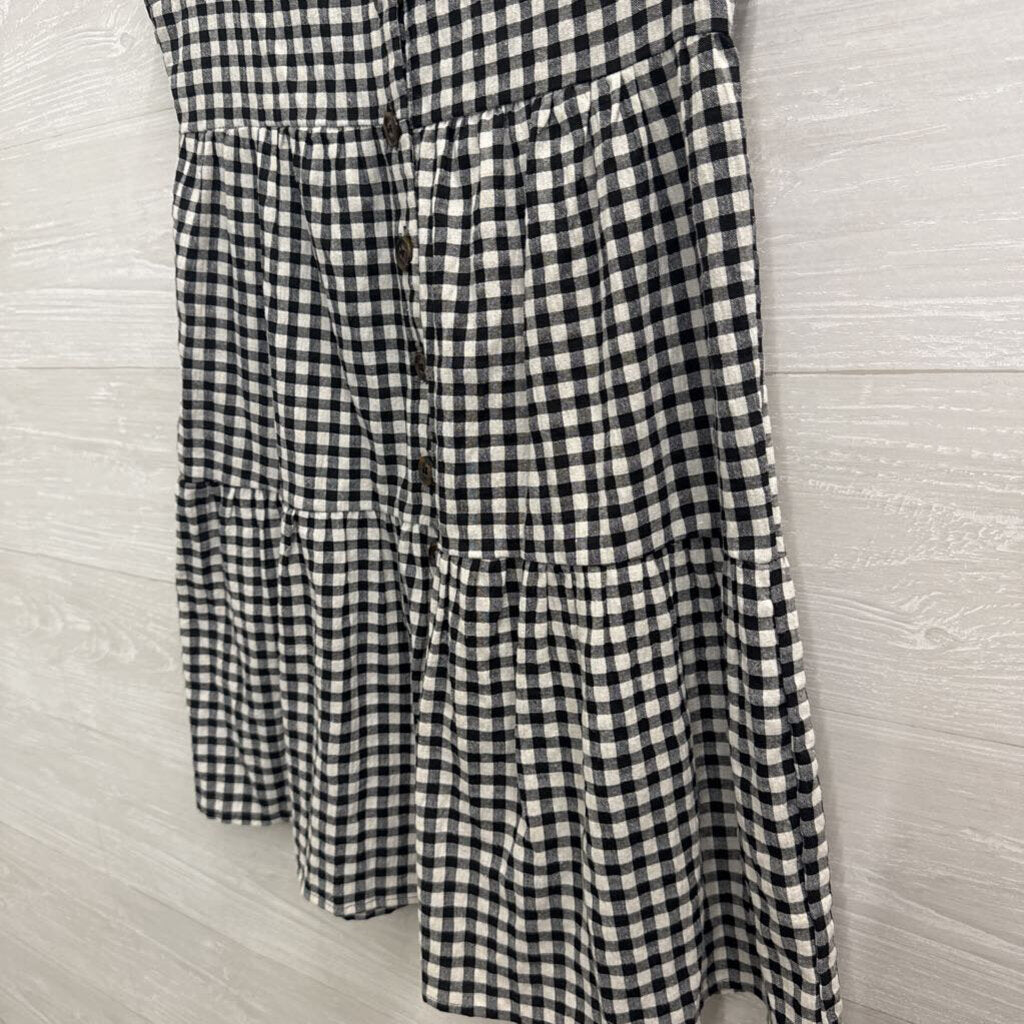 Blue Elephant Black/ White Gingham Short Sleeve Button Front Dress Small