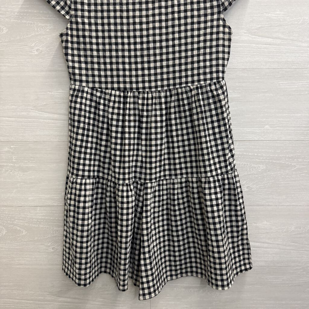 Blue Elephant Black/ White Gingham Short Sleeve Button Front Dress Small