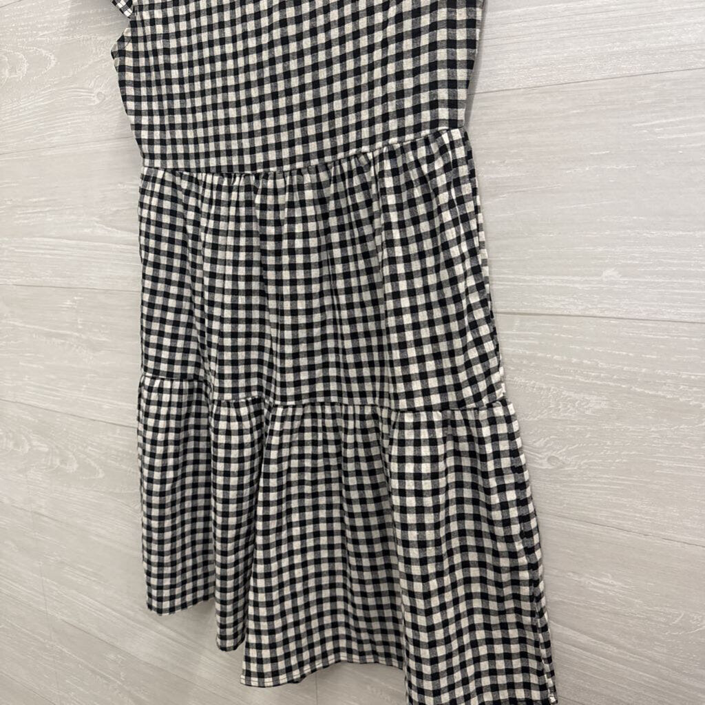 Blue Elephant Black/ White Gingham Short Sleeve Button Front Dress Small