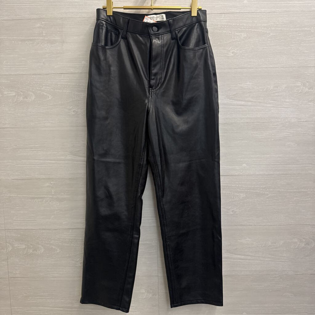 Abercrombie and Fitch Black Faux Leather The Ankle Straight Ultra High Rise Pants 29