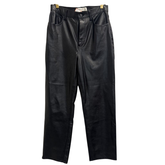 Abercrombie and Fitch Black Faux Leather The Ankle Straight Ultra High Rise Pants 29