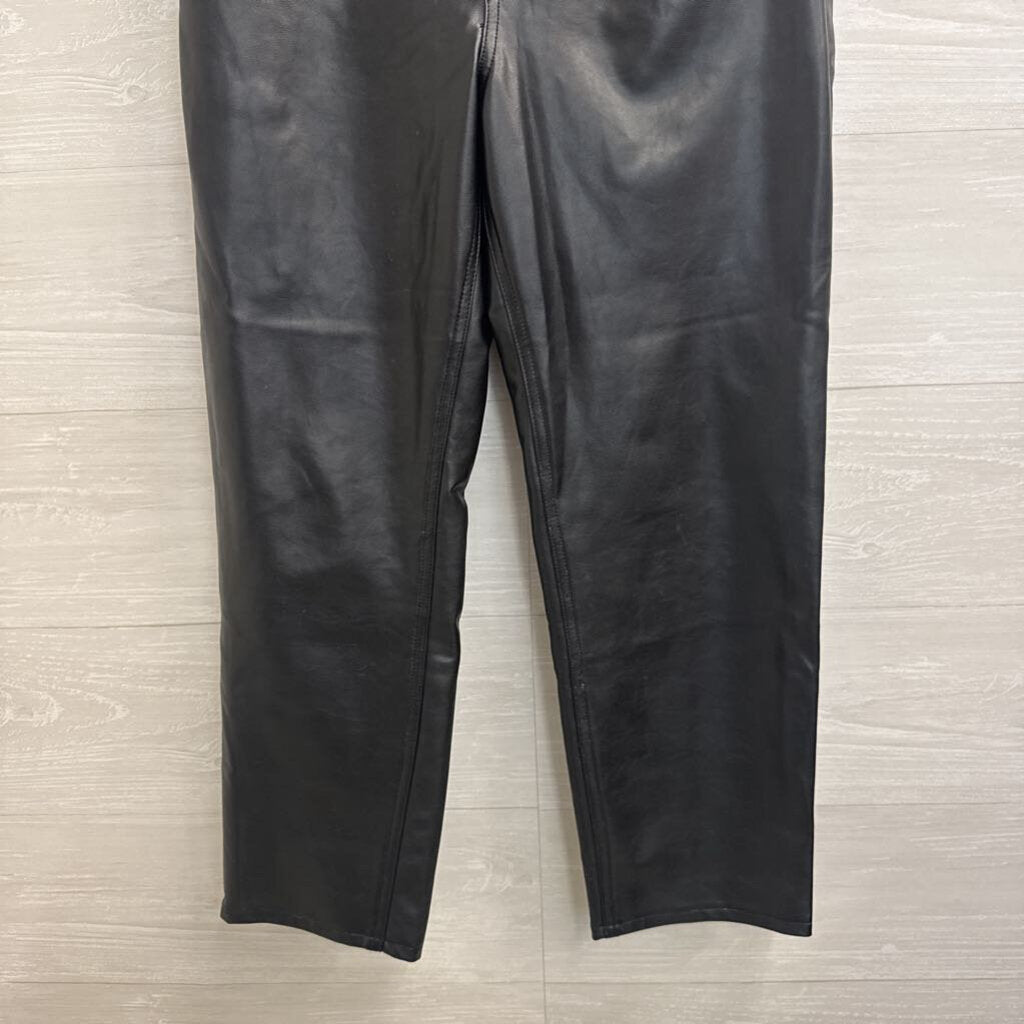 Abercrombie and Fitch Black Faux Leather The Ankle Straight Ultra High Rise Pants 29