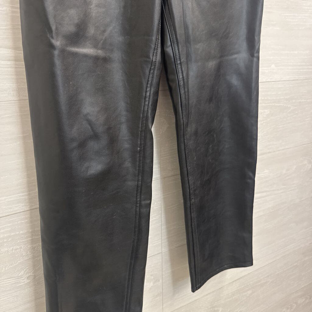 Abercrombie and Fitch Black Faux Leather The Ankle Straight Ultra High Rise Pants 29