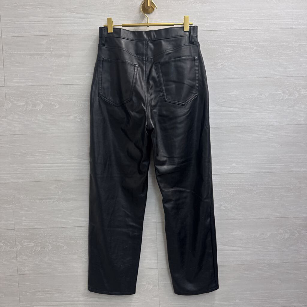 Abercrombie and Fitch Black Faux Leather The Ankle Straight Ultra High Rise Pants 29