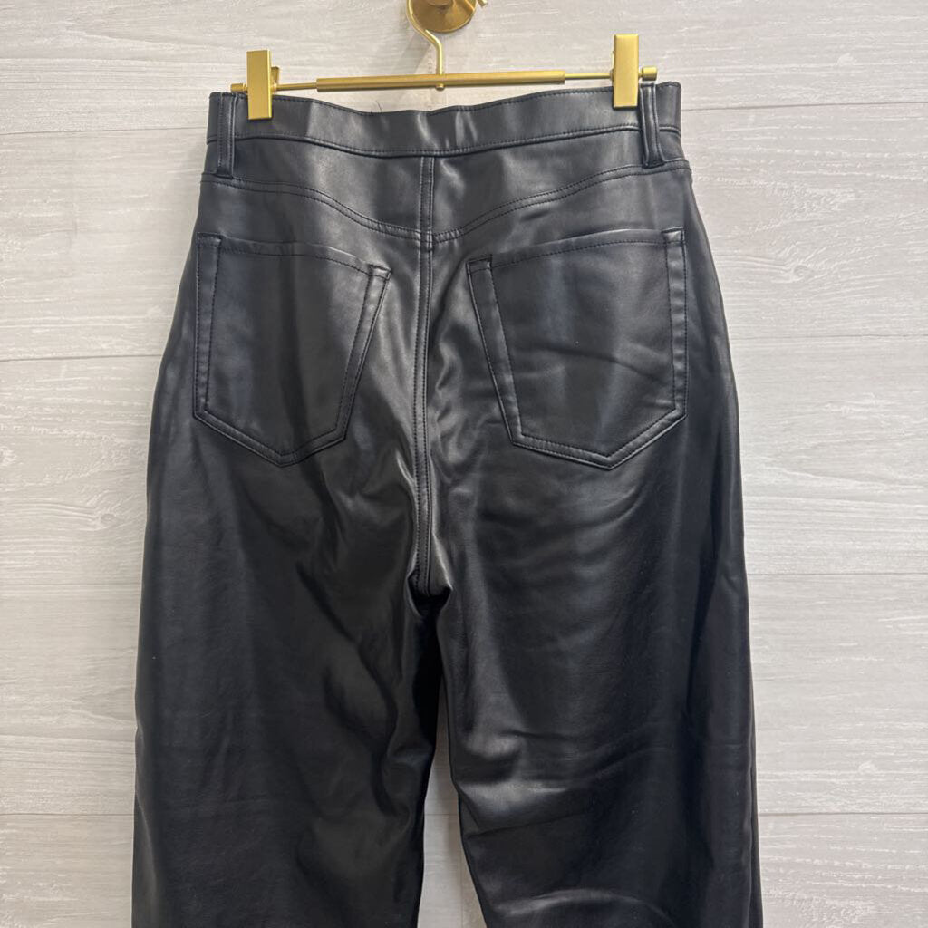Abercrombie and Fitch Black Faux Leather The Ankle Straight Ultra High Rise Pants 29