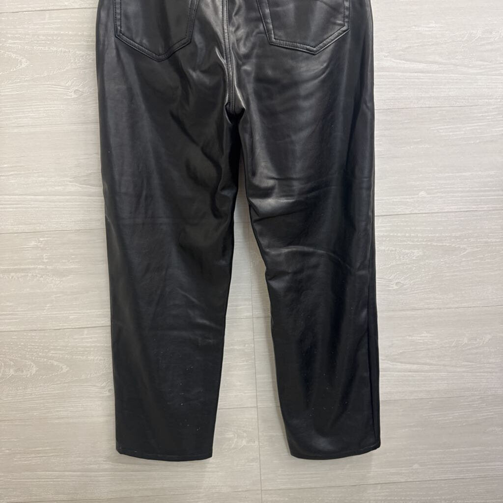 Abercrombie and Fitch Black Faux Leather The Ankle Straight Ultra High Rise Pants 29