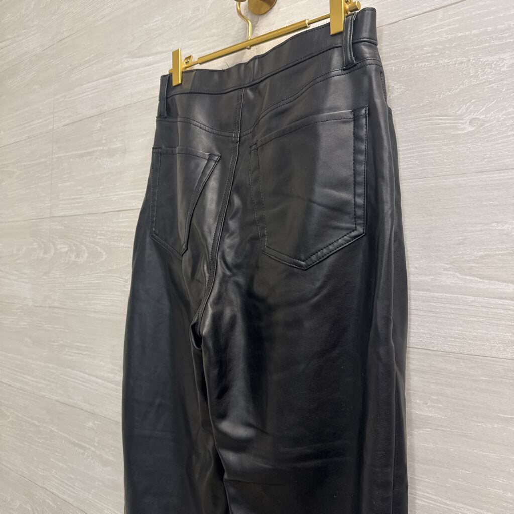 Abercrombie and Fitch Black Faux Leather The Ankle Straight Ultra High Rise Pants 29