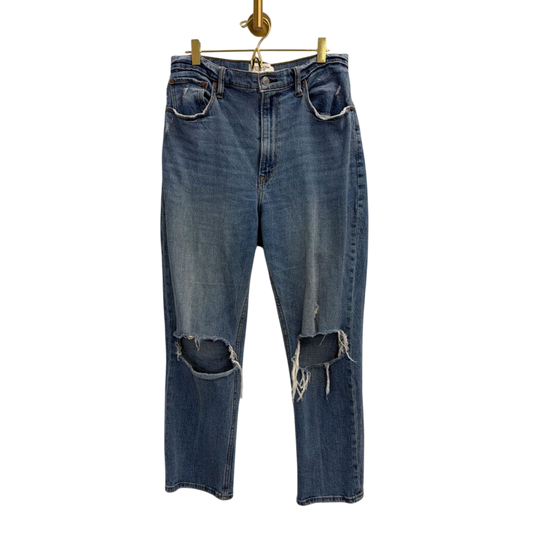 Abercrombie and Fitch Medium Wash Distressed The Ankle Straight Ultra High Rise Jeans 30