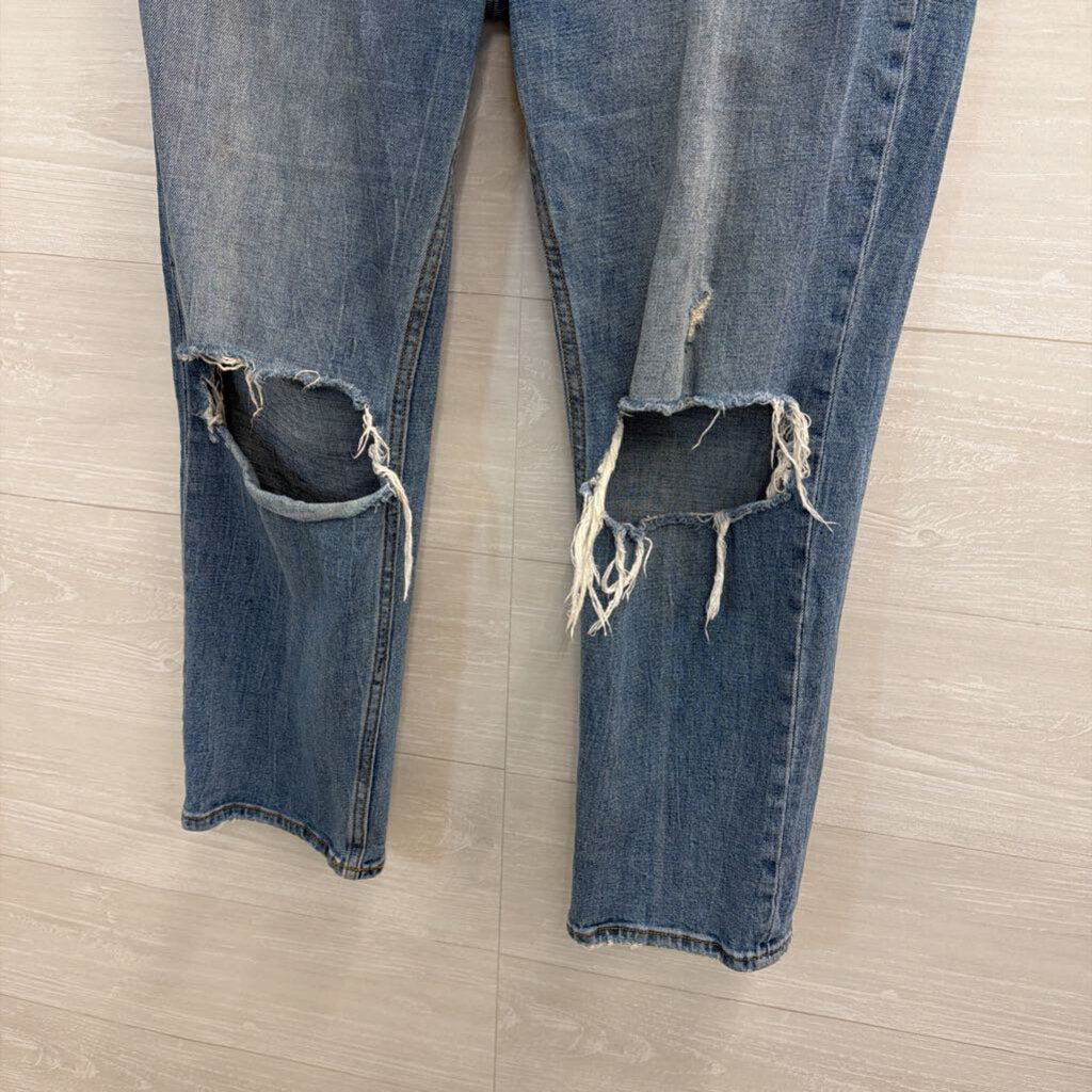 Abercrombie and Fitch Medium Wash Distressed The Ankle Straight Ultra High Rise Jeans 30