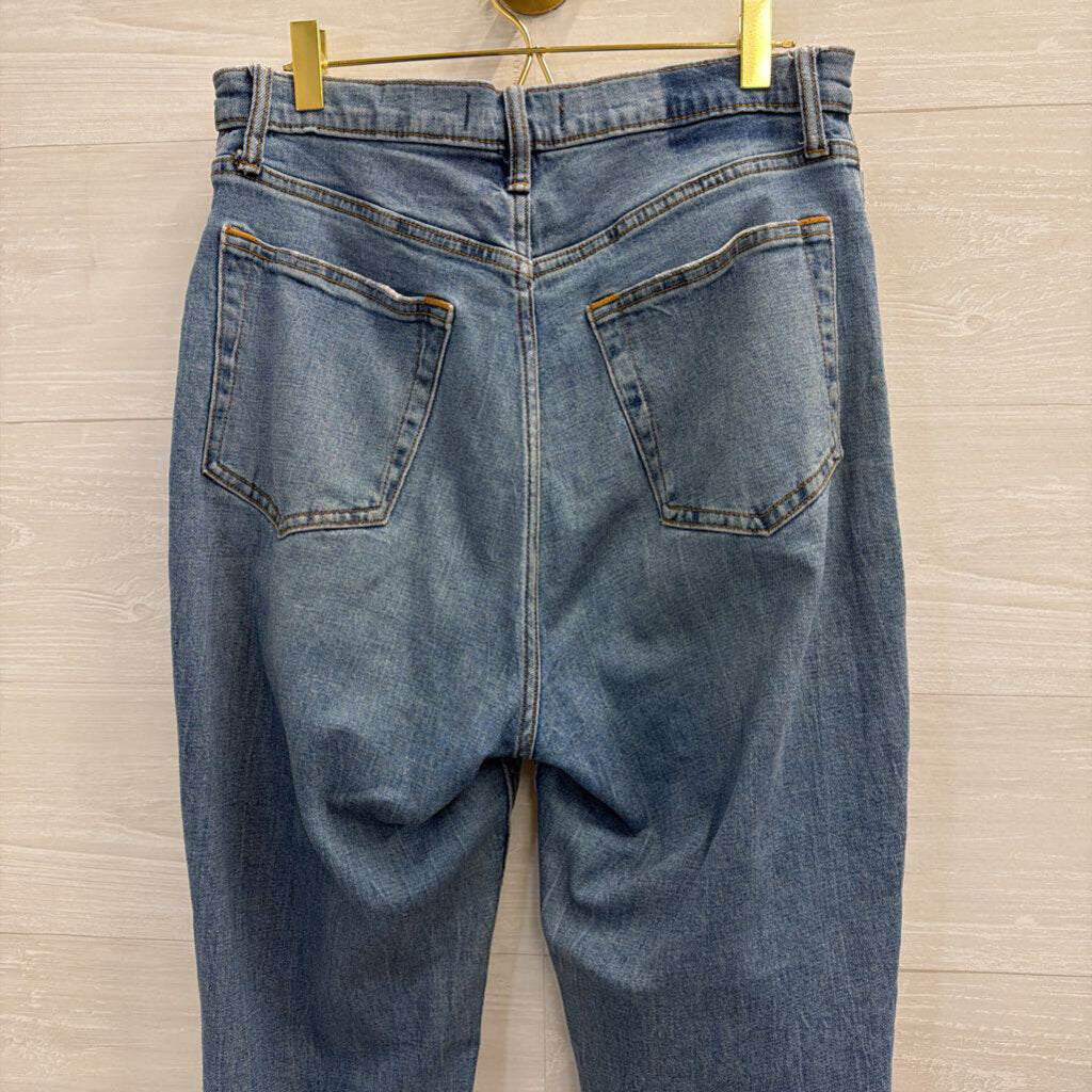 Abercrombie and Fitch Medium Wash Distressed The Ankle Straight Ultra High Rise Jeans 30