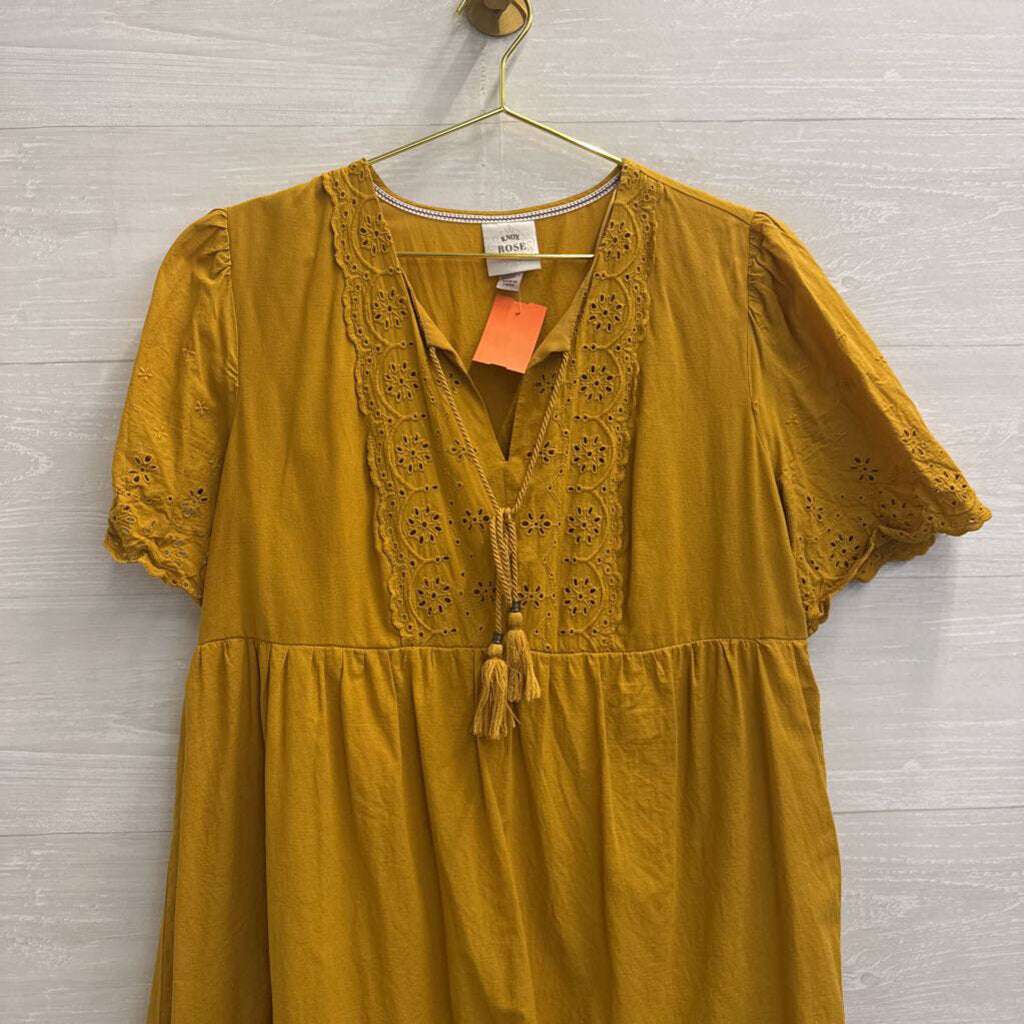 Knox Rose Marigold Eyelet Detail Short Sleeve Dress Medium