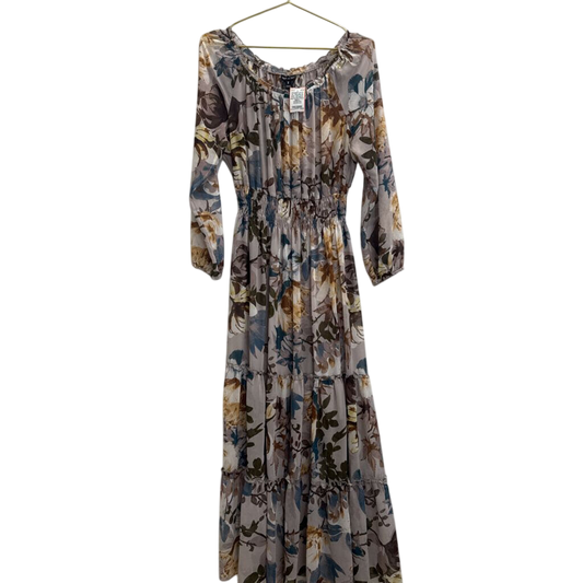Kate and Lily Grey/ Multi Floral Print Long Sleeve Maxi Dress 8