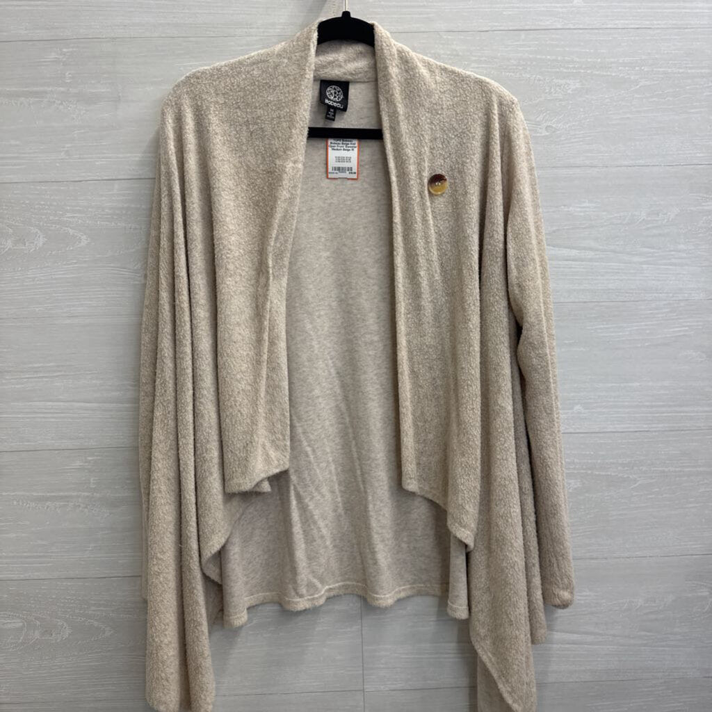 Bobeau Beige Knit Open Front Sweater Medium