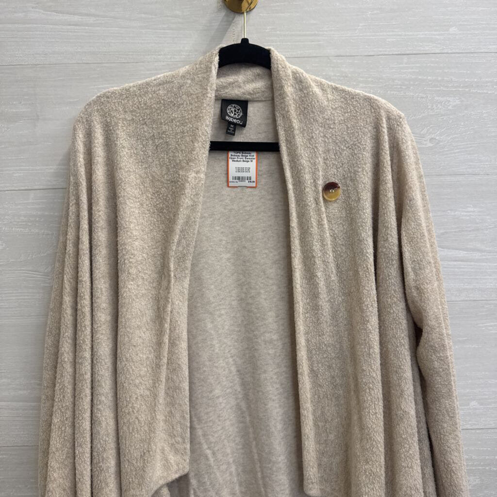 Bobeau Beige Knit Open Front Sweater Medium