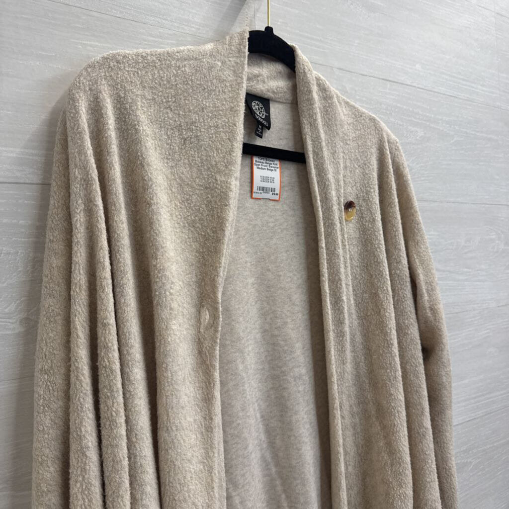 Bobeau Beige Knit Open Front Sweater Medium