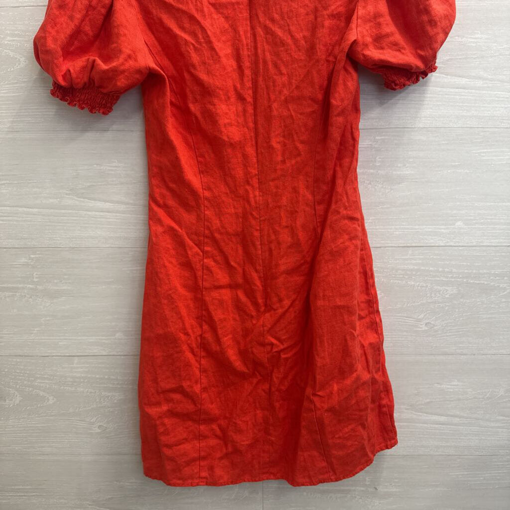 Reformation Orange Short Puff Sleeve Mini Dress 4