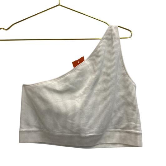 Calia White Ribbed One Shoulder Sports Bra Medium