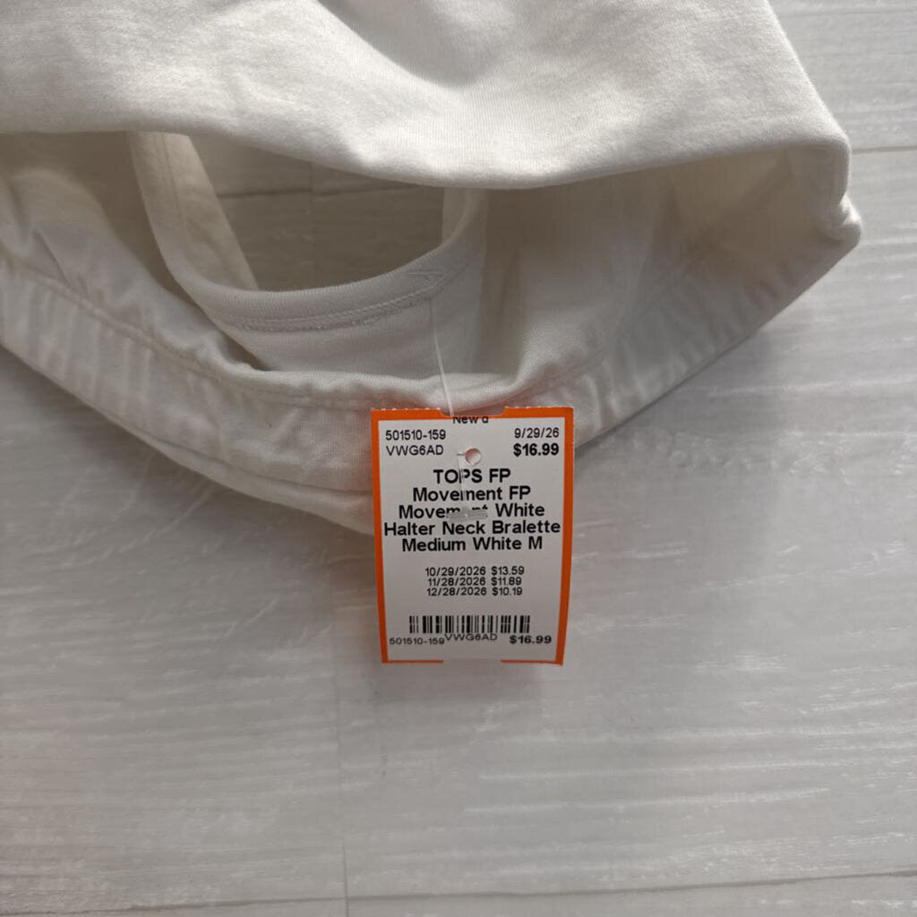 FP Movement White Halter Neck Bralette Medium