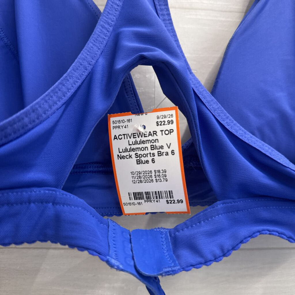 Lululemon Blue V Neck Sports Bra 6