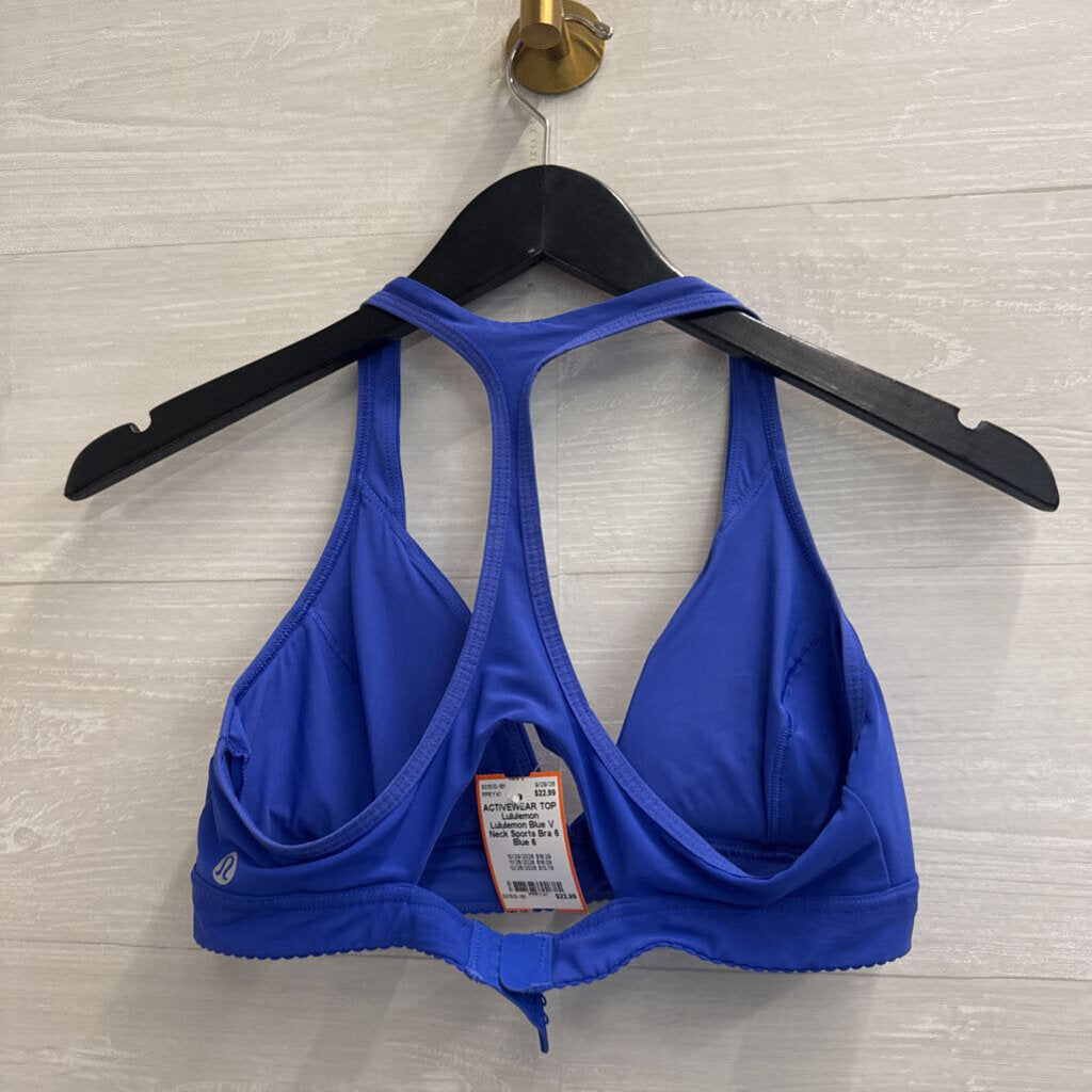 Lululemon Blue V Neck Sports Bra 6