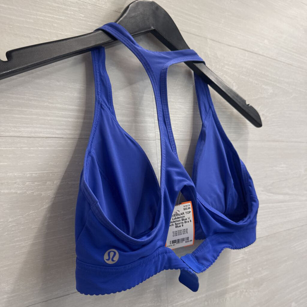 Lululemon Blue V Neck Sports Bra 6