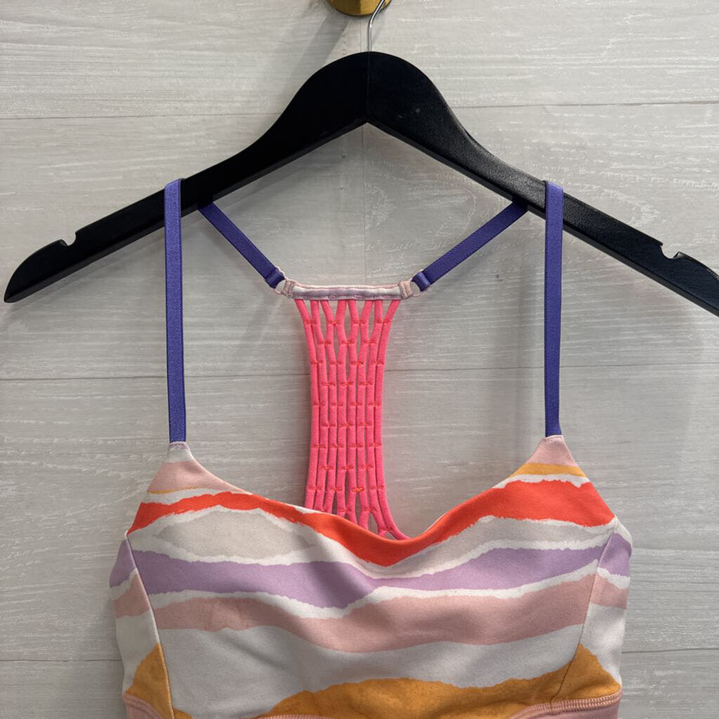 Lululemon Purple/ Pink Striped Back Sports Bra 6