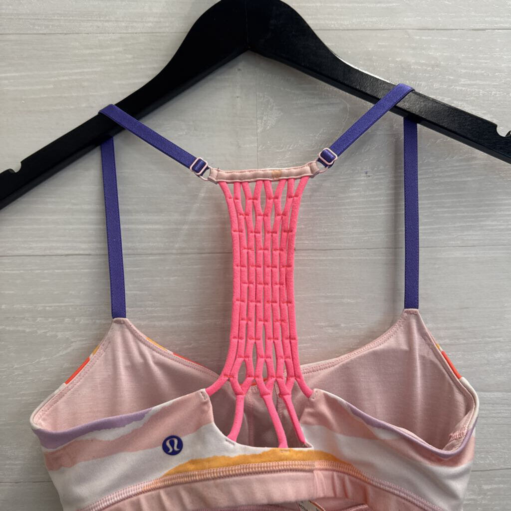 Lululemon Purple/ Pink Striped Back Sports Bra 6
