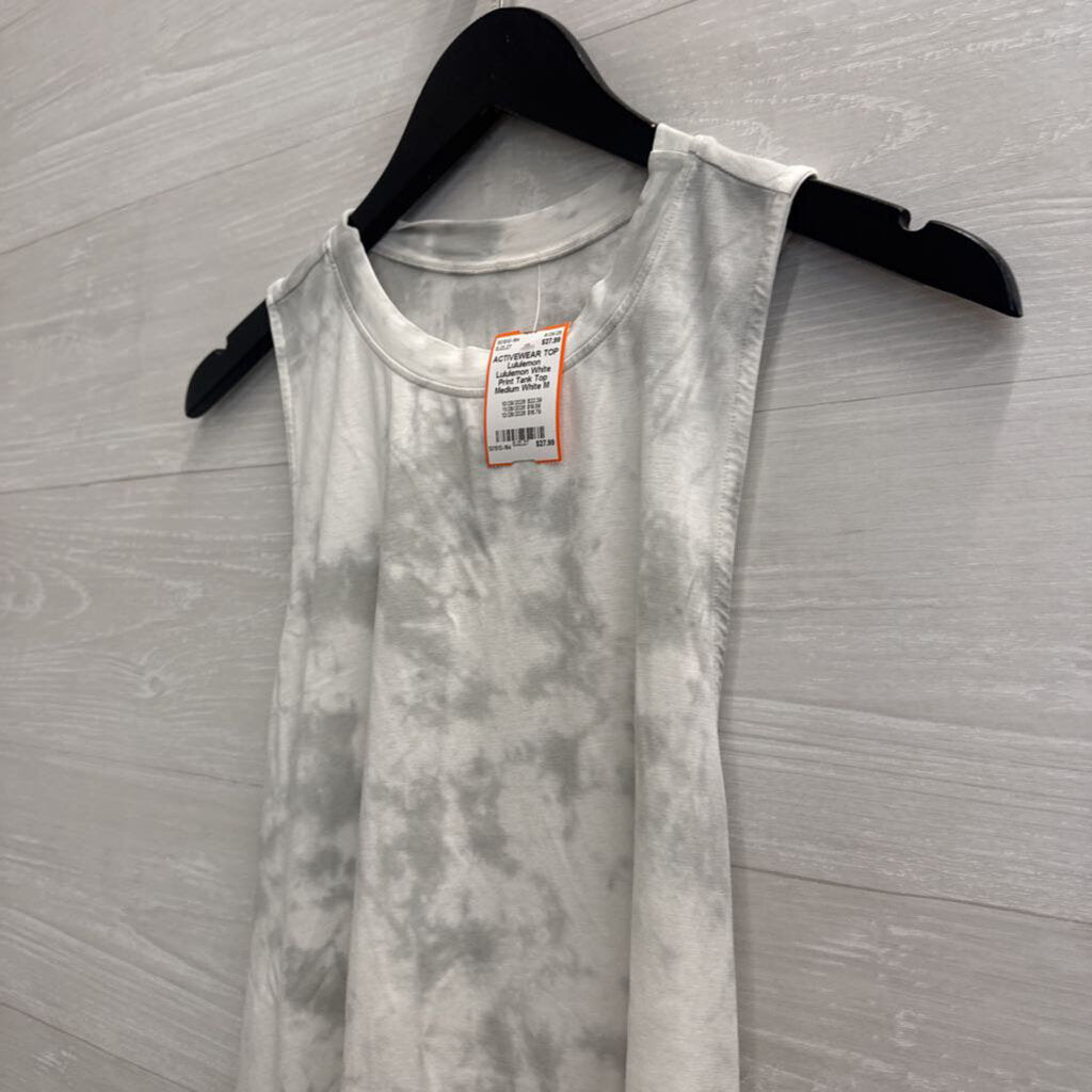 Lululemon White Print Tank Top Medium